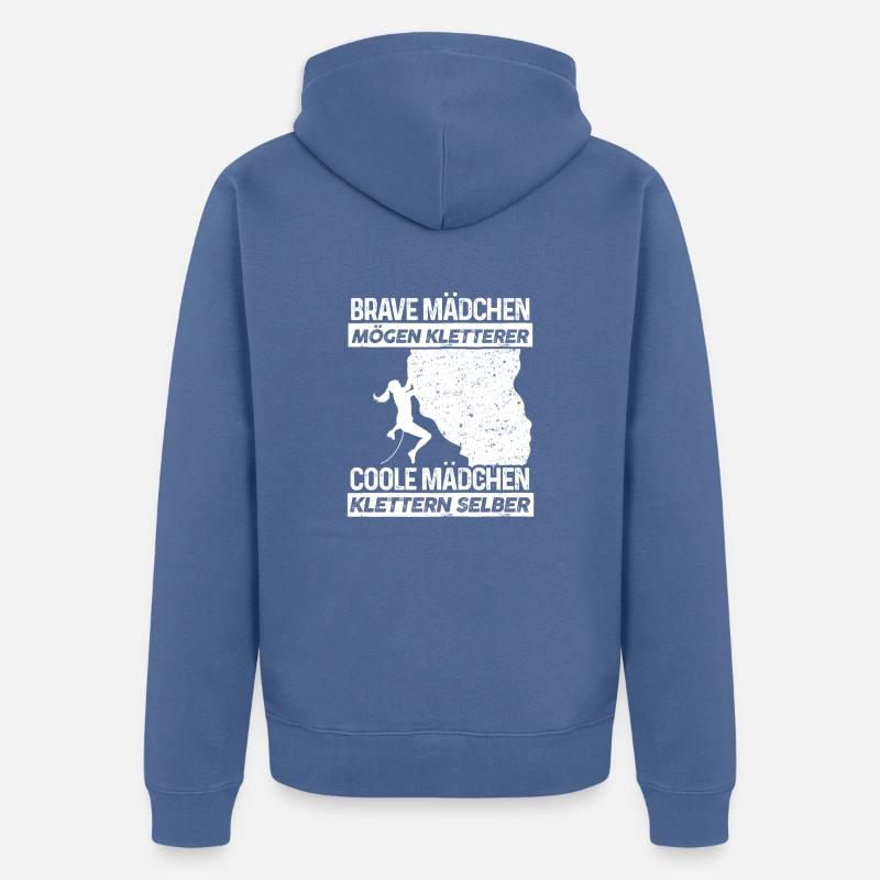 Coole Mädchen klettern selber Geschenk - Unisex Premium Bio Zip Hoodie - Taubenblau