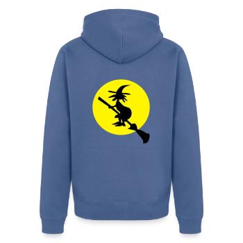 witch and full moon - Veste à capuche bio Premium Unisexe - bleu pigeon - Dos - Nico (187cm)