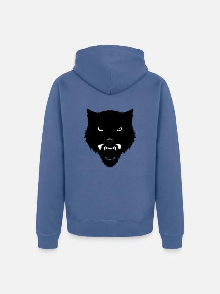 black wolf head - Unisex Premium Organic Zip Hoodie - stone blue