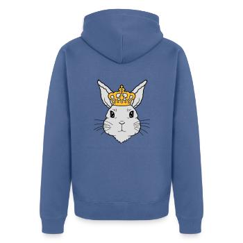 King Rabbit Crown Visage - Veste à capuche bio Premium Unisexe - bleu pigeon - Dos - Nico (187cm)