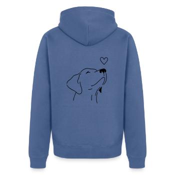 dog - Unisex Premium Organic Zip Hoodie - stone blue - Back - Nico (187cm)