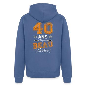 40 Jahre alt, immer noch gutaussehend, 40 Jahre Geburtstag - Unisex Premium Bio Zip Hoodie - Taubenblau - Hinten - Nico (187cm)