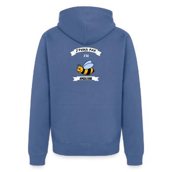 t shirt je peux pas APICULTURE - Veste à capuche bio Premium Unisexe - bleu pigeon - Dos - Nico (187cm)