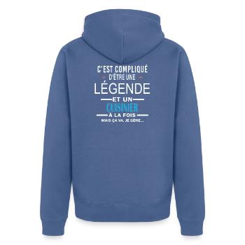 Légende Et CUISINIER - Veste à capuche bio Premium Unisexe - bleu pigeon - Dos - Nico (187cm)