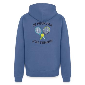 Je Peux Pas J'ai Tennis - Veste à capuche bio Premium Unisexe - bleu pigeon - Dos - Nico (187cm)