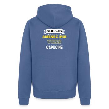 si je suis trop bourré amenez moi vers Capucine - Veste à capuche bio Premium Unisexe - bleu pigeon - Dos - Nico (187cm)