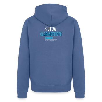 futur CLARINETTISTE - Veste à capuche bio Premium Unisexe - bleu pigeon - Dos - Nico (187cm)