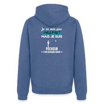 je ne suis pas parfait pêcheur cadeau pêcheur - Veste à capuche bio Premium Unisexe - bleu pigeon - Dos - Nico (187cm)