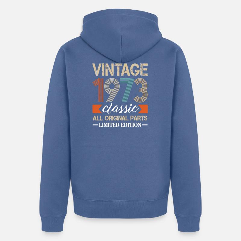 Naissance 1973 naissance anniversaire rétro - Veste à capuche bio Premium Unisexe - bleu pigeon