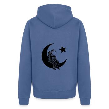 Homme de la Lune - Design d’astronaute turc - Veste à capuche bio Premium Unisexe - bleu pigeon - Dos - Nico (187cm)