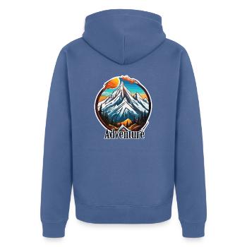 Adventure / Berge / Gipfel / Wandern / Tirol - Unisex Premium Bio Zip Hoodie - Taubenblau - Hinten - Nico (187cm)