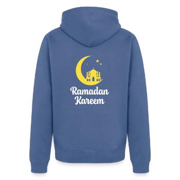 Ramadan Kareem - Unisex Premium Bio Zip Hoodie - Taubenblau - Hinten - Nico (187cm)
