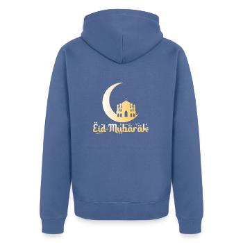 Eid Mubarak - Unisex Premium Bio Zip Hoodie - Taubenblau - Hinten - Nico (187cm)