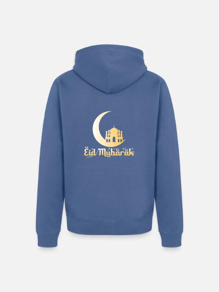 Eid Mubarak - Unisex Premium Organic Zip Hoodie - stone blue