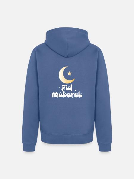 Eid Mubarak - Unisex Premium Organic Zip Hoodie - stone blue