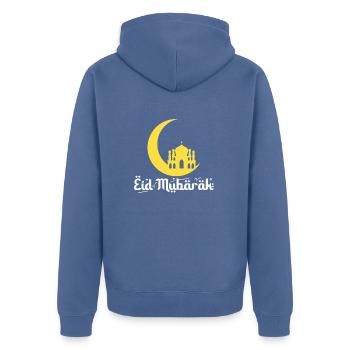 Eid Mubarak - Unisex Premium Bio Zip Hoodie - Taubenblau - Hinten - Nico (187cm)