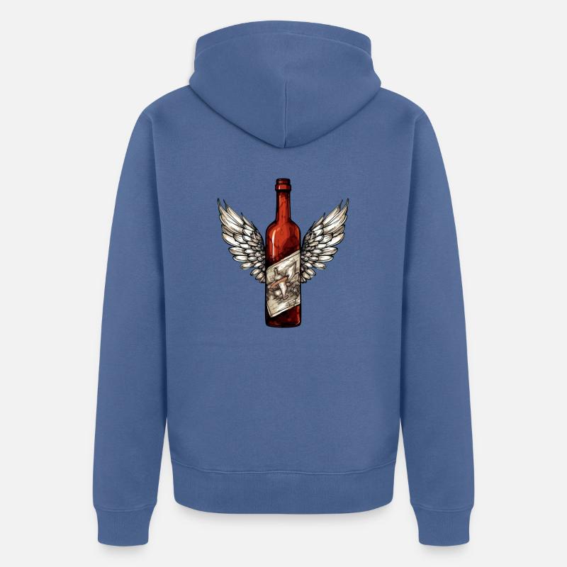Bouteille de vin ailée n°2 - Veste à capuche bio Premium Unisexe - bleu pigeon
