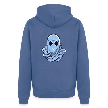 Gespenst Logo - Unisex Premium Bio Zip Hoodie - Taubenblau - Hinten - Nico (187cm)