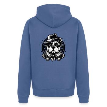 Chien de raie - Veste à capuche bio Premium Unisexe - bleu pigeon - Dos - Nico (187cm)