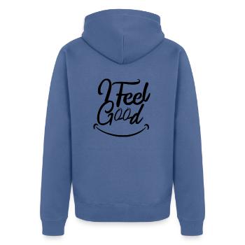 10 Rue de L'Isle - Unisex Premium Organic Zip Hoodie - stone blue - Back - Nico (187cm)