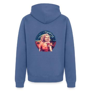 Viel Spaß beim Trinken - Unisex Premium Bio Zip Hoodie - Taubenblau - Hinten - Nico (187cm)