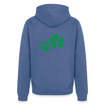 Hibiscus vert - Veste à capuche bio Premium Unisexe - bleu pigeon - Dos - Nico (187cm)