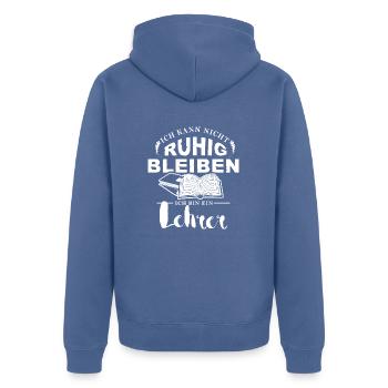 Ich bin ein Lehrer - Unisex Premium Bio Zip Hoodie - Taubenblau - Hinten - Nico (187cm)