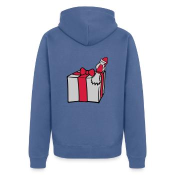 L’oie éclate de cadeau - Veste à capuche bio Premium Unisexe - bleu pigeon - Dos - Nico (187cm)
