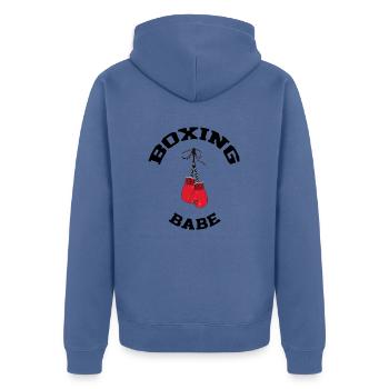je peux pas j'ai BOXE BEST-SELLER 🌟🌟 - Veste à capuche bio Premium Unisexe - bleu pigeon - Dos - Nico (187cm)