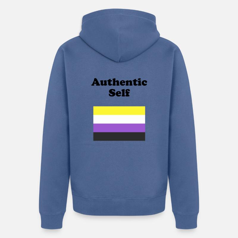 Drapeau non binaire Soi authentique - Veste à capuche bio Premium Unisexe - bleu pigeon