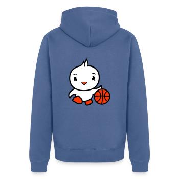 oiseau basket-ball jouer amusant ballon sports dribble - Veste à capuche bio Premium Unisexe - bleu pigeon - Dos - Nico (187cm)