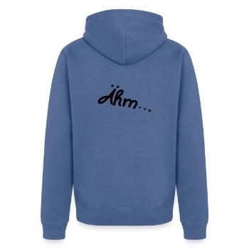 Ähm...Spruch - Unisex Premium Bio Zip Hoodie - Taubenblau - Hinten - Nico (187cm)