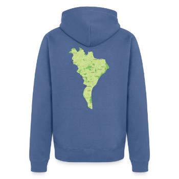 Falster - Veste à capuche bio Premium Unisexe - bleu pigeon - Dos - Nico (187cm)