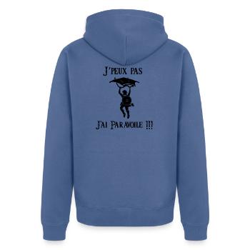 Link triforce Parasailing - Unisex Premium Organic Zip Hoodie - stone blue - Back - Nico (187cm)