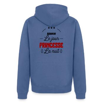 Princesse Assureur cadeau - Veste à capuche bio Premium Unisexe - bleu pigeon - Dos - Nico (187cm)
