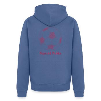 Naprzod Polska - Polnisch Fußball T-shirt Geschenk - Unisex Premium Bio Zip Hoodie - Taubenblau - Hinten - Nico (187cm)