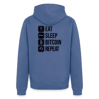 bitcoin - Unisex Premium Organic Zip Hoodie - stone blue - Back - Nico (187cm)