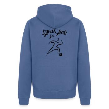 J'peux pas j'ai foot - Veste à capuche bio Premium Unisexe - bleu pigeon - Dos - Nico (187cm)
