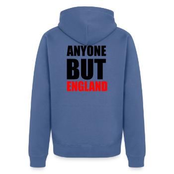 ANYONE BUT ENGLAND T SHIRT - Unisex Premium Organic Zip Hoodie - stone blue - Back - Nico (187cm)