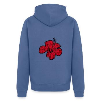 Blume rot rote Blumen rot rote Blumen Hibiskus - Unisex Premium Bio Zip Hoodie - Taubenblau - Hinten - Nico (187cm)