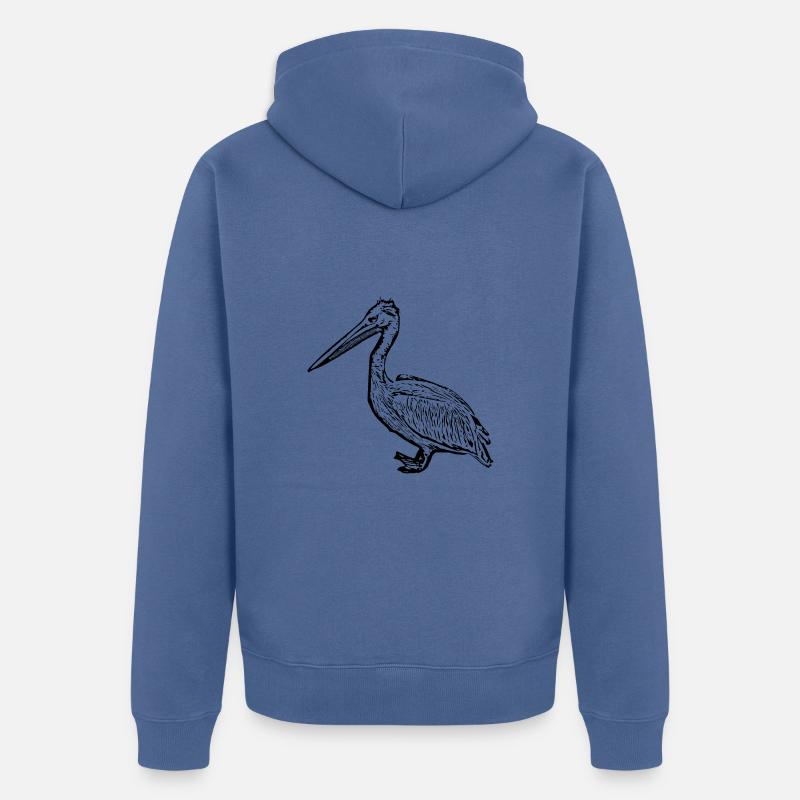 Pélicans Oiseaux Oiseaux Pelecanus - Veste à capuche bio Premium Unisexe - bleu pigeon