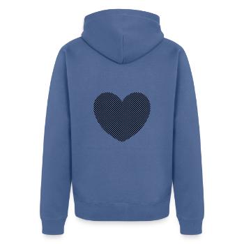 Schwarzes Herz Geschenk - Unisex Premium Bio Zip Hoodie - Taubenblau - Hinten - Nico (187cm)