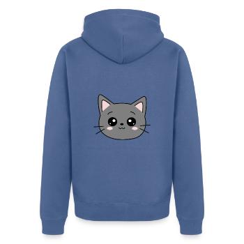 chat noir chat chaton doux cadeau de Noël - Veste à capuche bio Premium Unisexe - bleu pigeon - Dos - Nico (187cm)