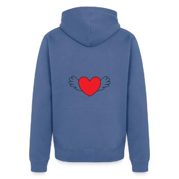 rotes Herz rot Herzen rot Herz Geschenk - Unisex Premium Bio Zip Hoodie - Taubenblau - Hinten - Nico (187cm)