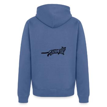 Cat Cat Black Kitten - Unisex Premium Organic Zip Hoodie - stone blue - Back - Nico (187cm)