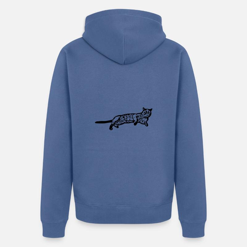 Cat Cat Black Kitten - Unisex Premium Organic Zip Hoodie - stone blue