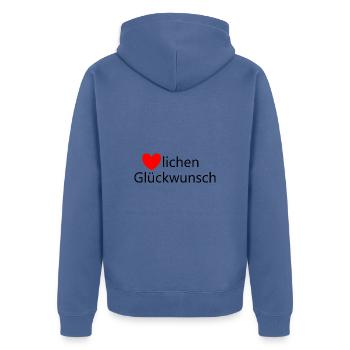 Geburtstag Glückwunsch Geschenk - Unisex Premium Bio Zip Hoodie - Taubenblau - Hinten - Nico (187cm)