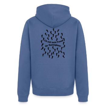 my friend the route planner - Unisex Premium Organic Zip Hoodie - stone blue - Back - Nico (187cm)