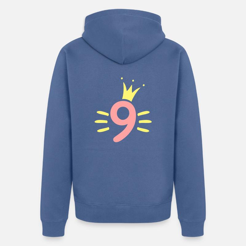Couronne du 9e anniversaire - Veste à capuche bio Premium Unisexe - bleu pigeon