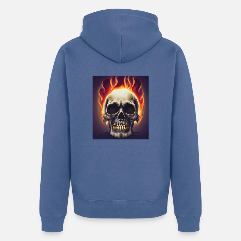 Skull fire - Veste à capuche bio Premium Unisexe - bleu pigeon